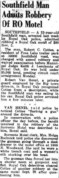 Sorrento Motel - Nov 1960 Robbery